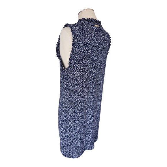 Michael Kors Navy Blue Floral Sleeveless Ruffle Midi Dress – Size L - Picture 6 of 11